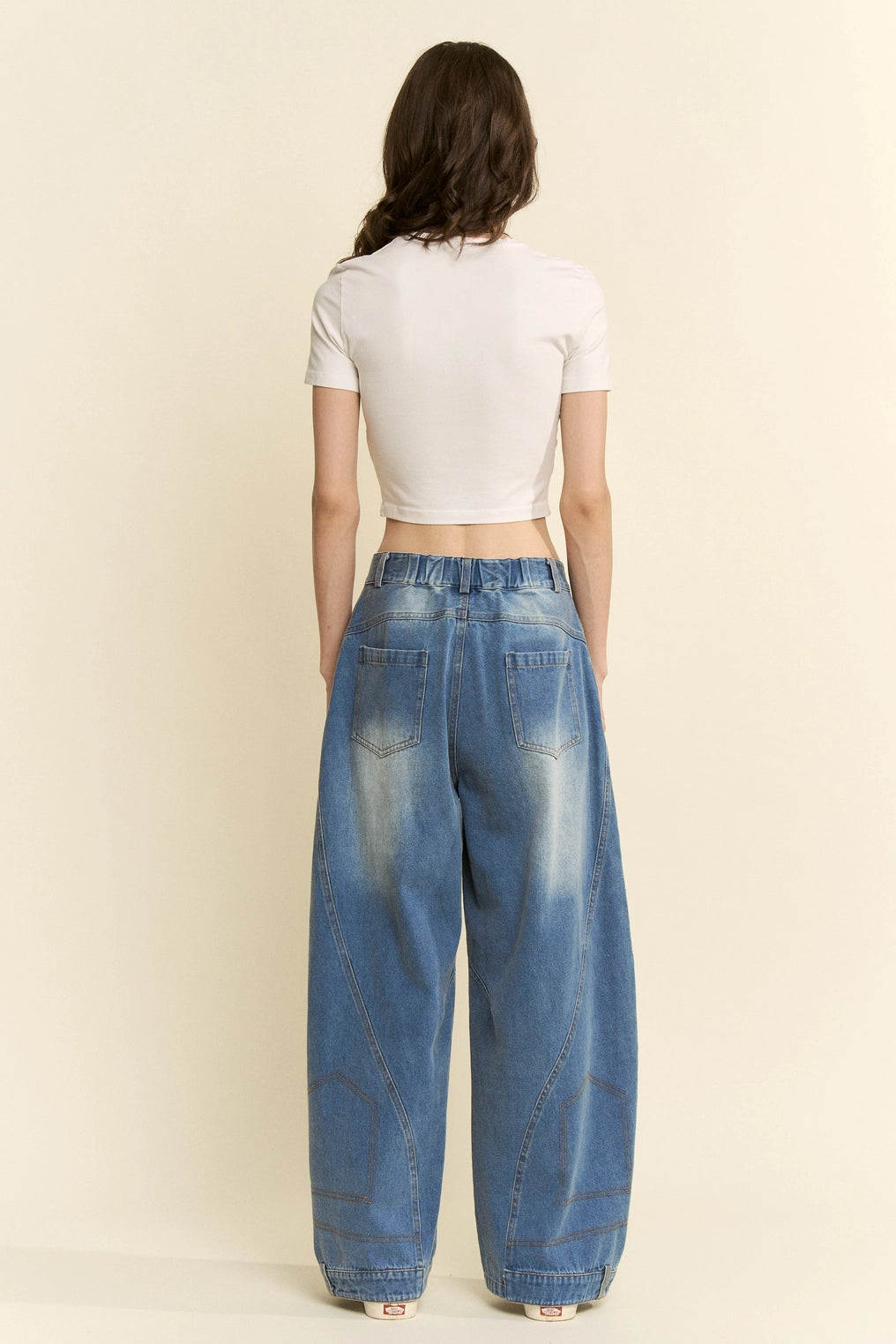 Wide Leg Panel Seam Denim Jeans