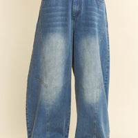 Wide Leg Panel Seam Denim Jeans Plus Size