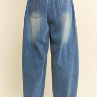 Wide Leg Panel Seam Denim Jeans Plus Size