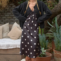 Polka Dot Sleeveless Slip Midi Dress