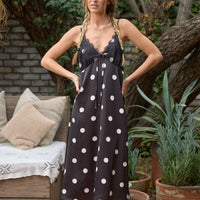 Plus Polka Dot Sleeveless Slip Midi Dress