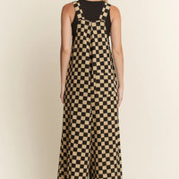 Checkered Wide Leg Overalls