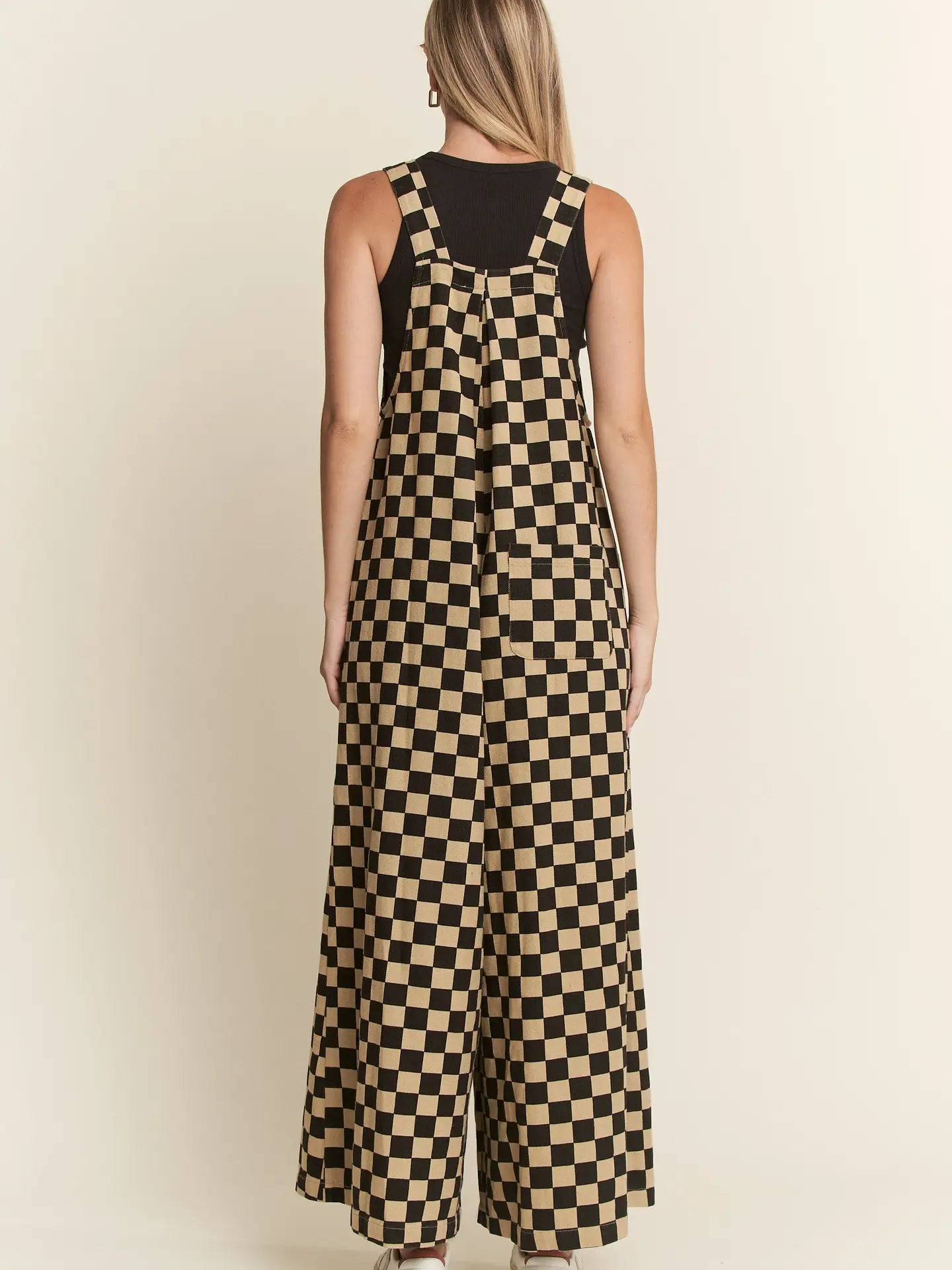 Checkered Wide Leg Overalls