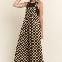 Checkered Wide Leg Overalls