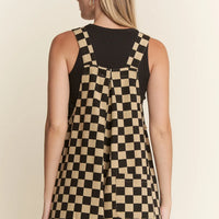 Checkered Wide Leg Overalls