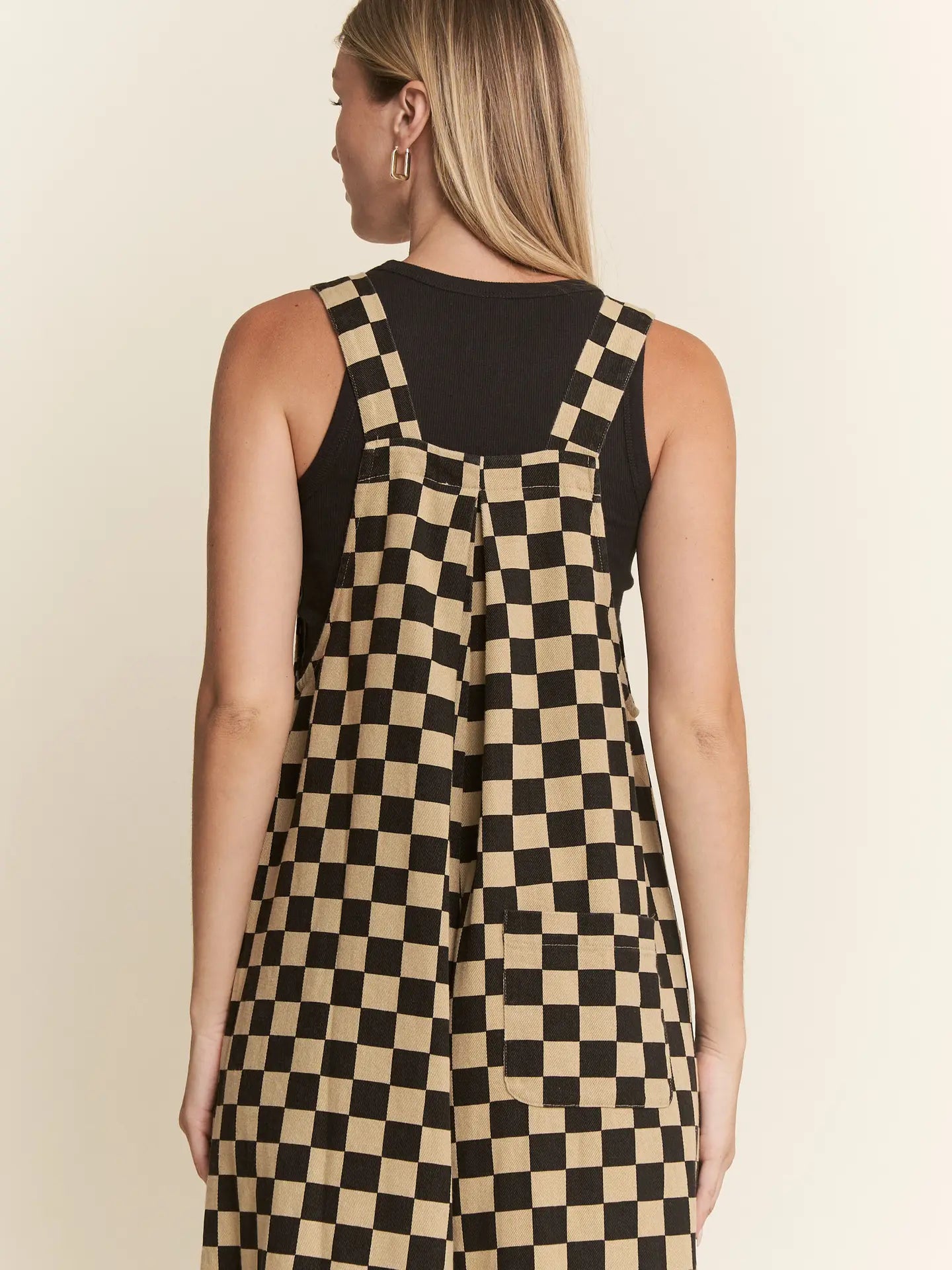Checkered Wide Leg Overalls