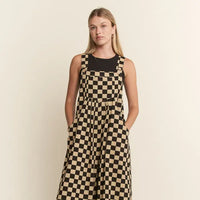 Checkered Wide Leg Overalls