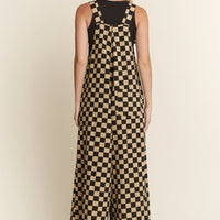 Plus Size Checkered Wide Leg Overalls