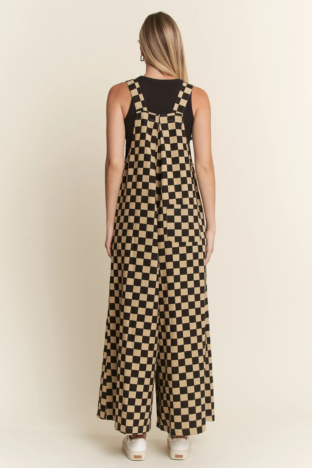 Plus Size Checkered Wide Leg Overalls