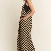 Plus Size Checkered Wide Leg Overalls