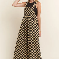 Plus Size Checkered Wide Leg Overalls