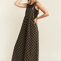 Plus Size Checkered Wide Leg Overalls