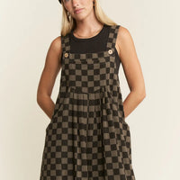 Plus Size Checkered Wide Leg Overalls