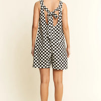 Checkerd Print Shorts Romper