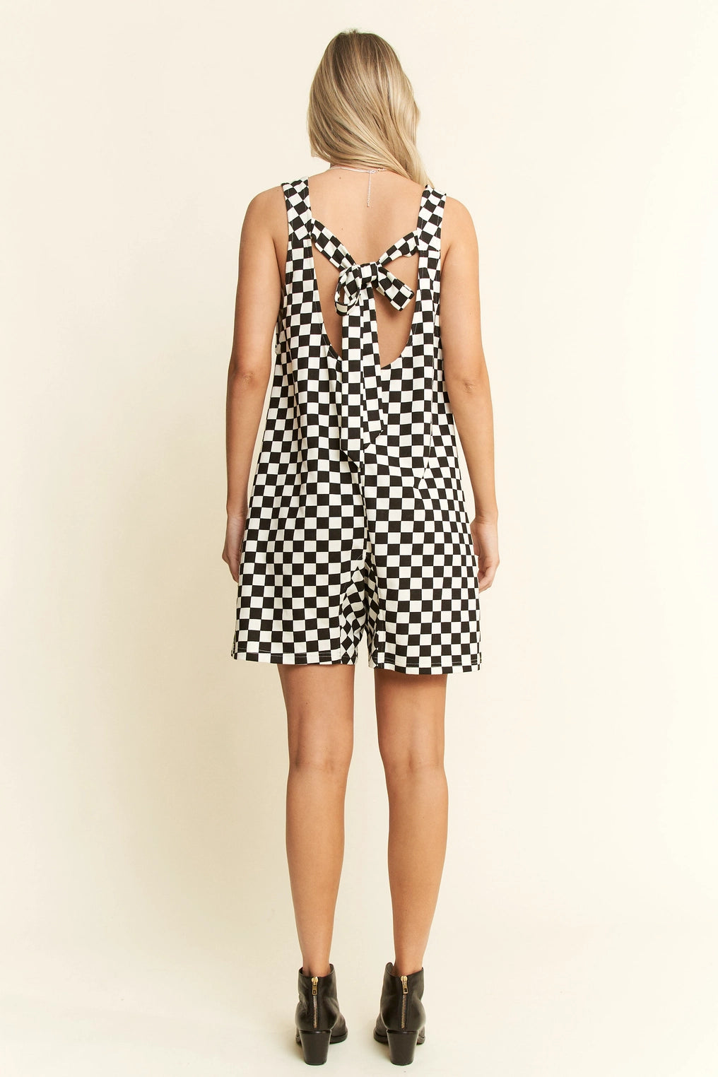 Checkerd Print Shorts Romper