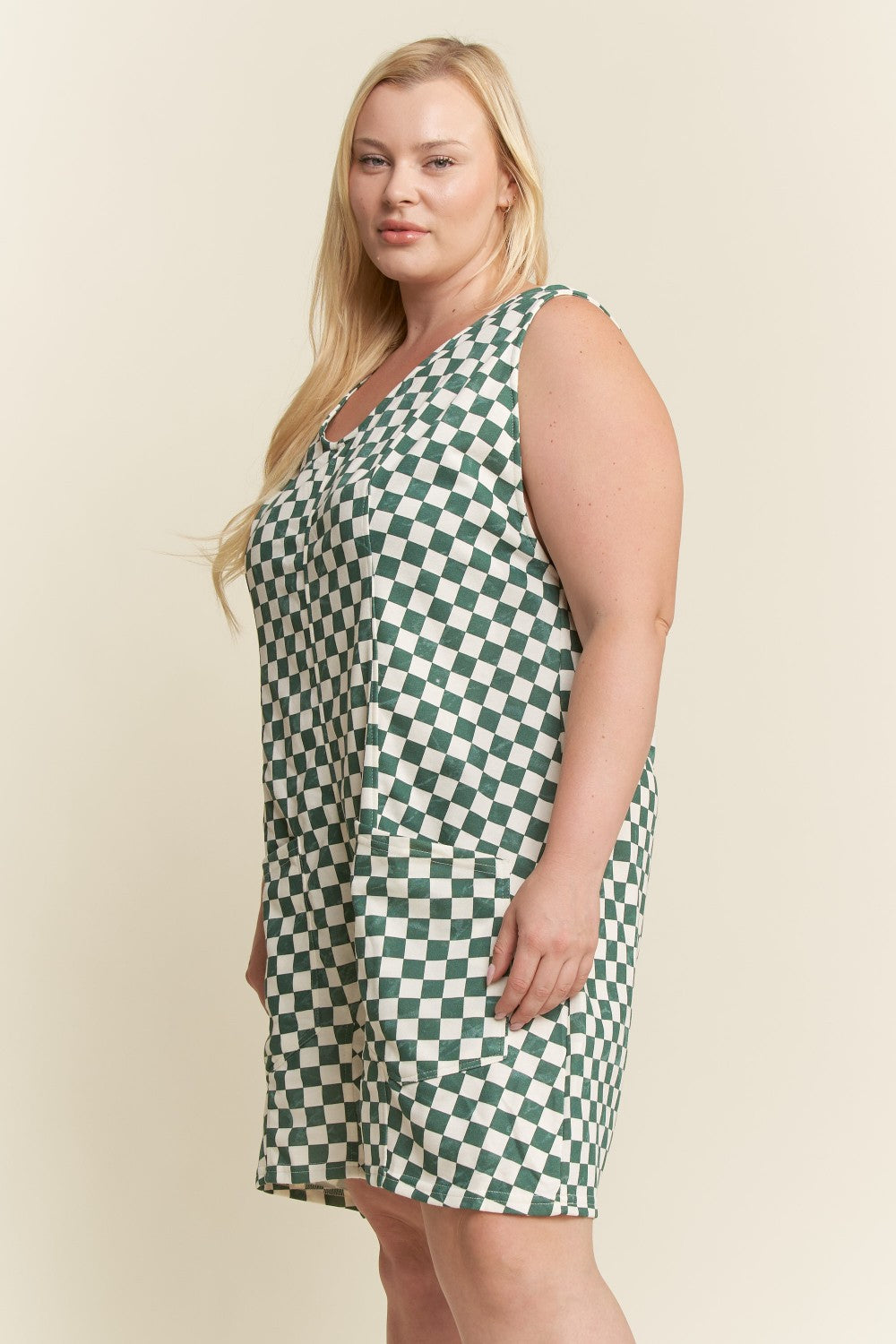 Plaid Print Short Romper Plus