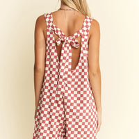 Checkerd Print Shorts Romper