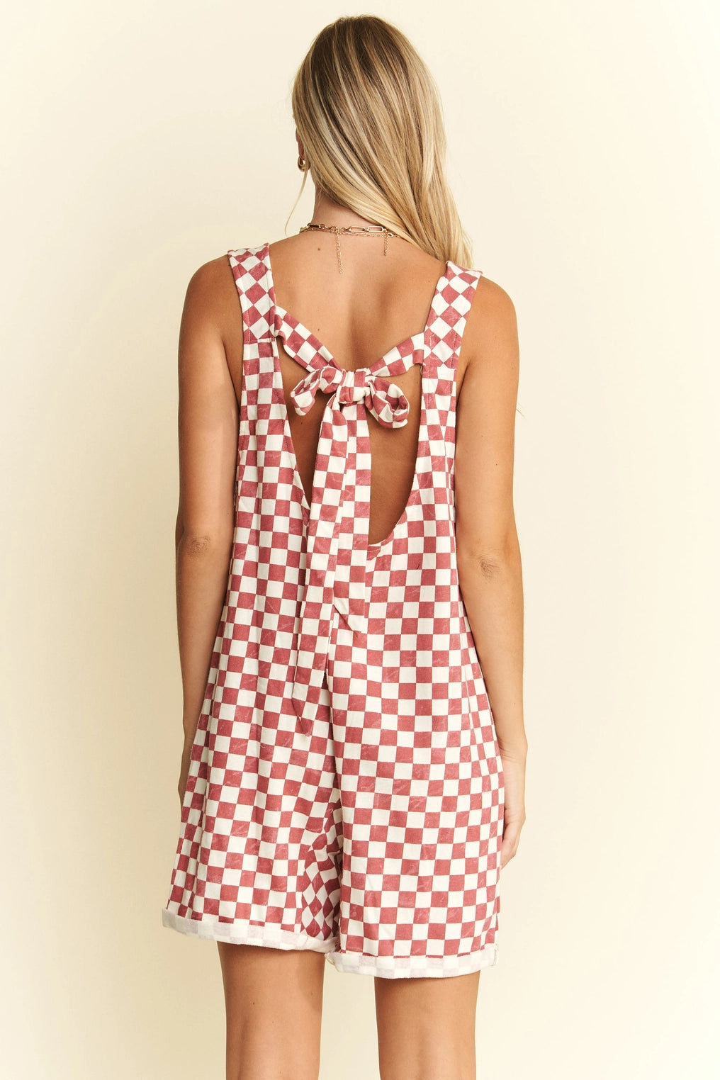 Checkerd Print Shorts Romper