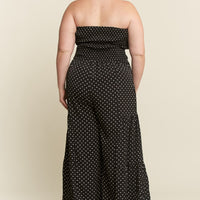 Plus Polkadot Tie Front Jumpsuit