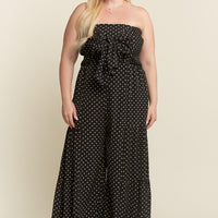 Plus Polkadot Tie Front Jumpsuit