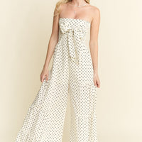 Polkadot Tie Front Jumpsuit