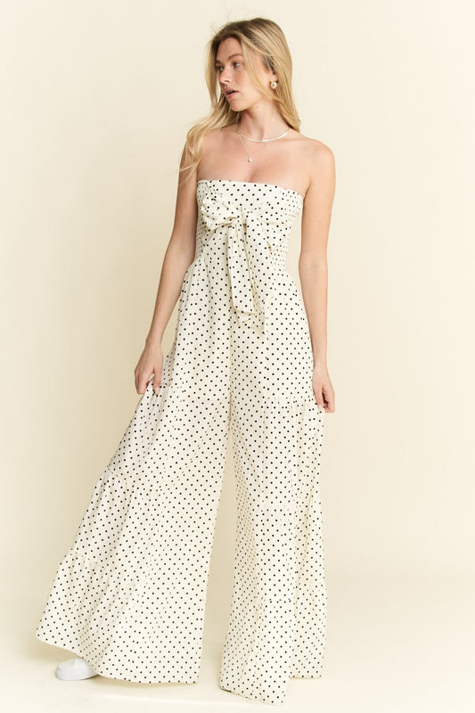 Polkadot Tie Front Jumpsuit
