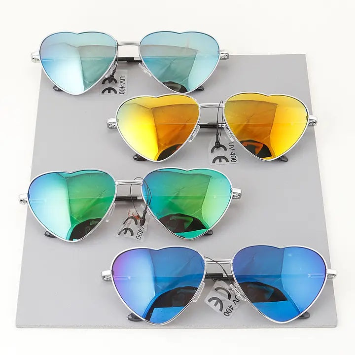 Delicate Mirrored Heart Sunglasses