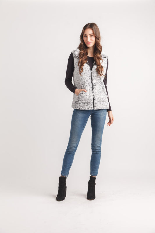 Faux Fur Zip Vest With Pockets