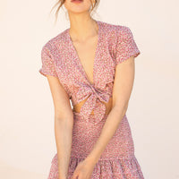 Ditsy Floral Mini Shirt Front Bow