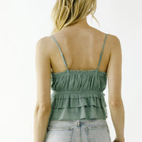 Ruffled Cami Top With Spaghetti Straps