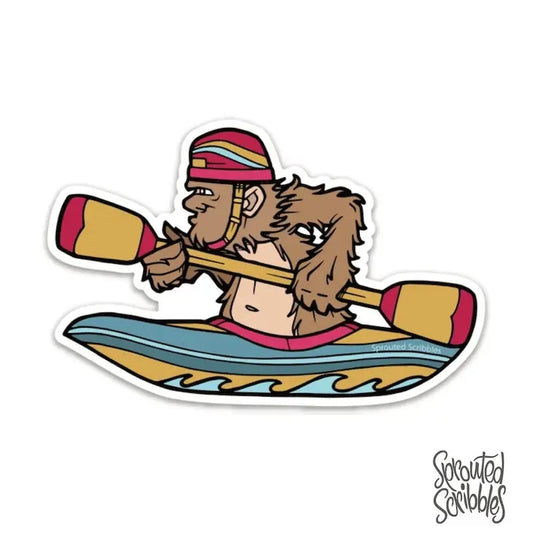 Kayaking Bigfoot Sticker