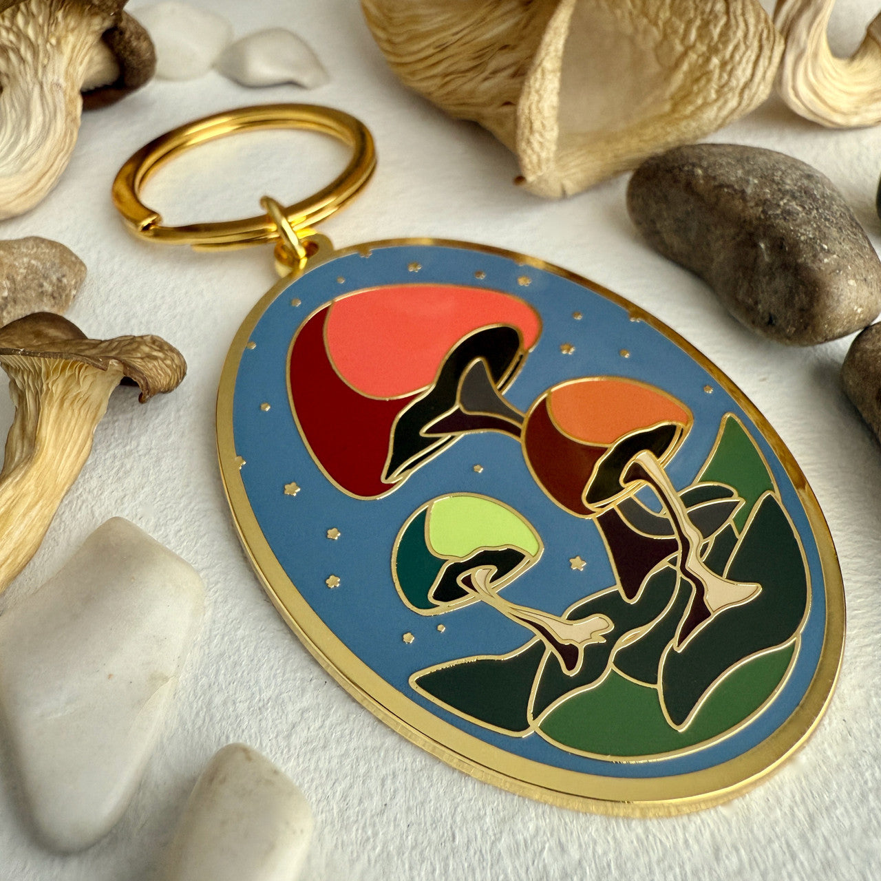 Cubensis Mushroom Enamel Keychain
