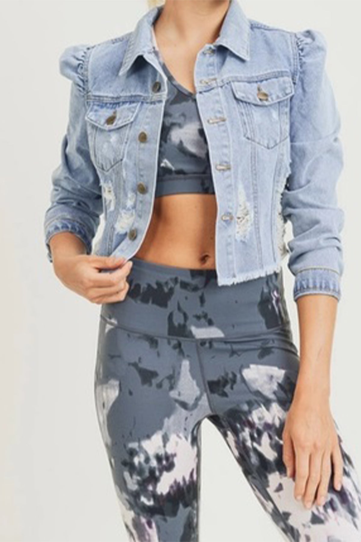 Puffed Sleeve Denim Jacket