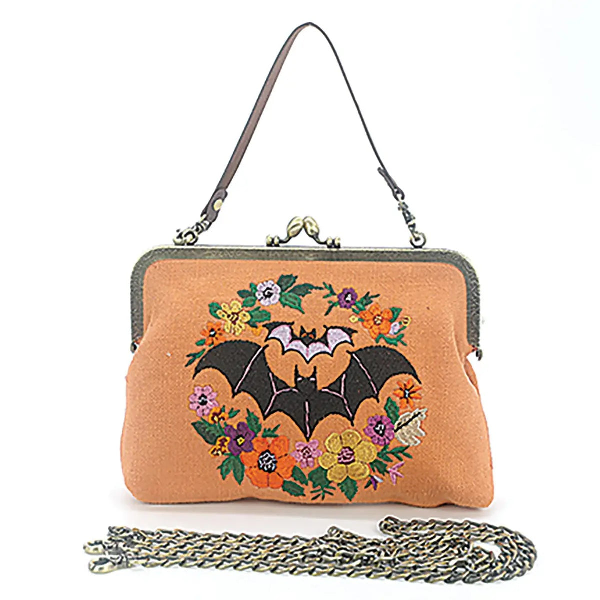 Floral Bat Kiss Lock Bag