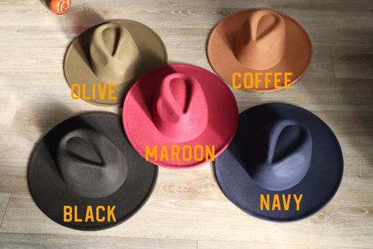 Rancher Wide Brim Fedora Hat Maroon
