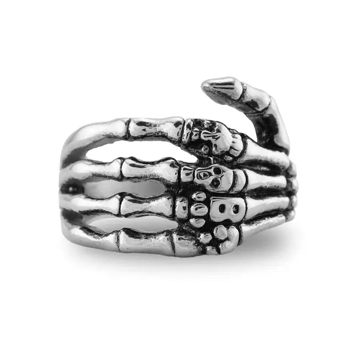Detailed Skeleton Hand Stainless Steel Ring