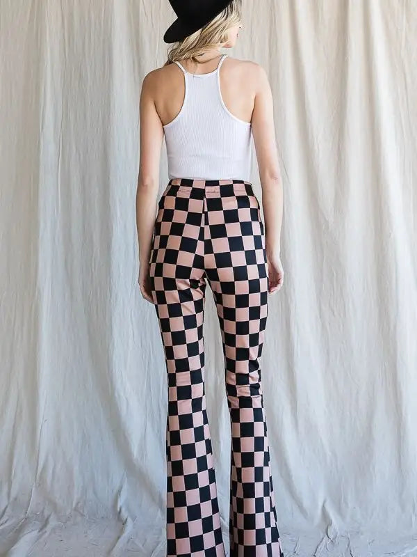 Mocha and Black Checkered Plus Pants