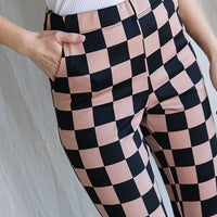 Mocha and Black Checkered Plus Pants