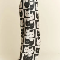 Cat Checkered Wide Leg Pants