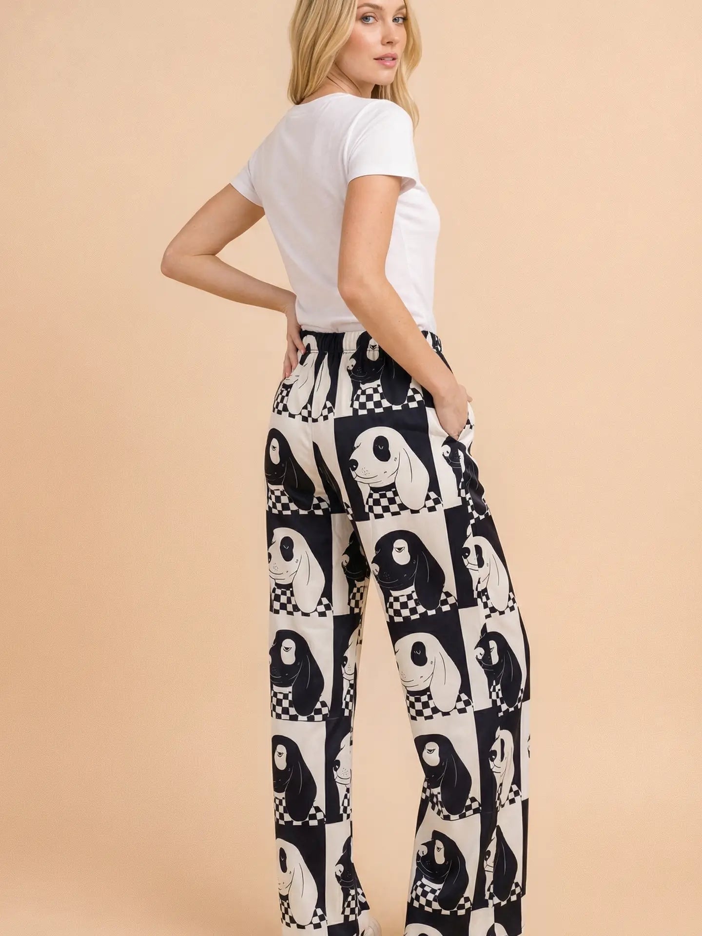 Dog Checkered Wide Leg Pants