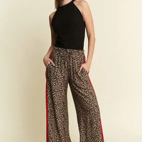 Leopard Contrast Trouser Red Panel