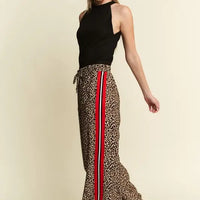 Leopard Contrast Trouser Red Panel