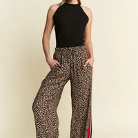 Plus Size Leopard Contrast Trouser Red Panel