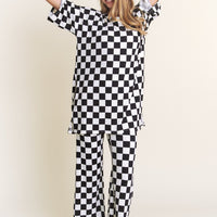 Checkered Rib Print Top
