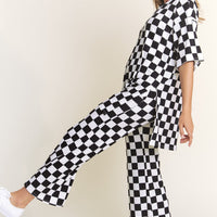 Checkered Rib Print Pants