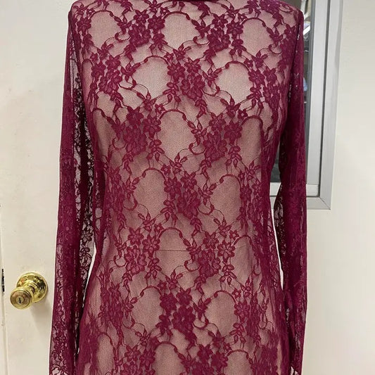 Floral Print Lace Long Sleeves Top