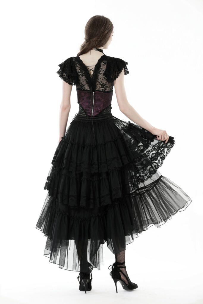 Punk Layered Frilly High Low Skirt