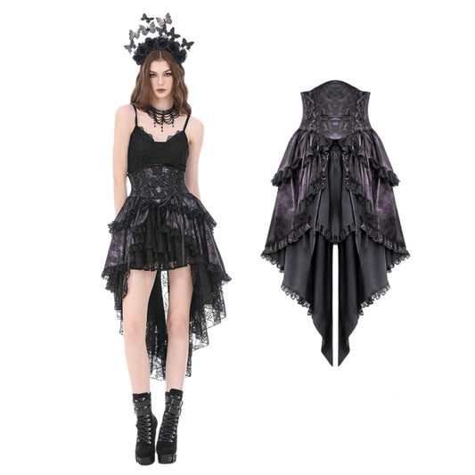 High-Low Lace Trim Corset Dress