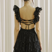 Floral Striped Midr Dress Back Detail