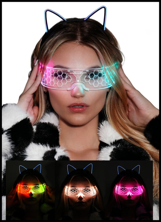 Lunettes futuristes LED HoneyComb